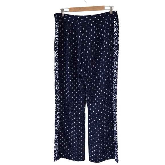 Cabi Navy Blue Paisley Trackstar Trouser Wide Leg Pants Size 8 NEW - Picture 5 of 6